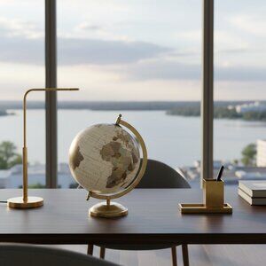 Gold Globe with Metal Golden Stand Home Decor Office Decoration Luxe Gift